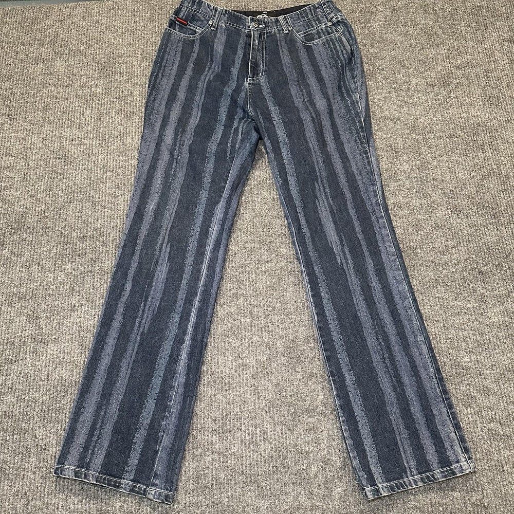 Vintage Y2K Fubu Collection Woman's Denim Stripe Jeans Rare Size 12